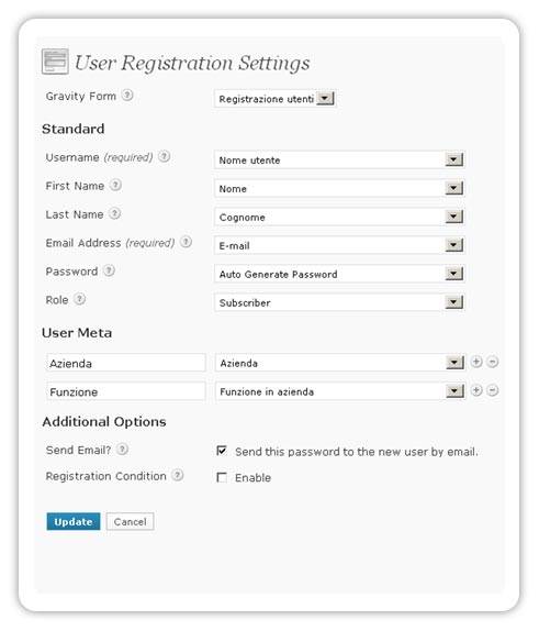 Creazione form utenti WordPress con Gravity Forms
