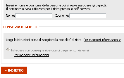 Scelta consegna biglietto - Trenitalia