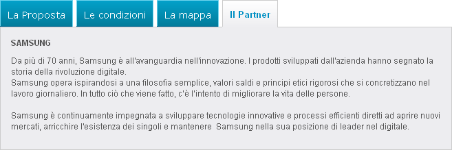 La sezione partner della scheda prodotto di Groupalia mostra il produttore del bene e non il reale fornitore