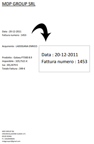 La seconda ricevuta, che non rappresenta una fattura, perchè priva dei miei dati contabili, inviatami da Groupalia, che differisce dalla prima per numero d'ordine e per data di acquisto